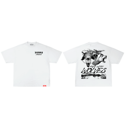 "Run With Wolves" White Oversized Tee