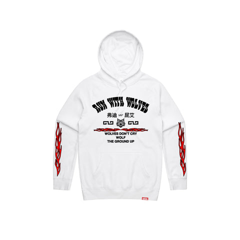 “Run With Wolves" White Hoodie