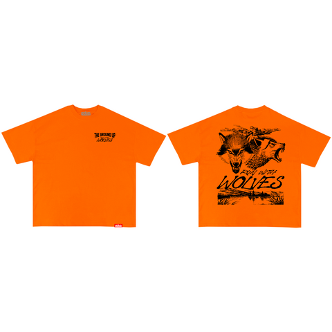 "Run With Wolves" Orange Oversized Tee